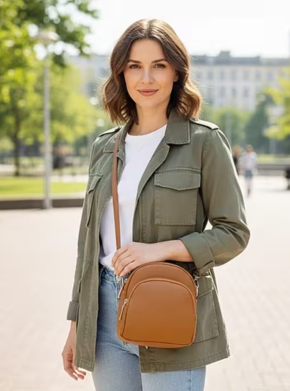 Passage Brown Faux Leather Mini Crossbody Bag